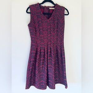 Scarlett Red & Black Chantilly Lace Style Midi A-line Dress Sz M